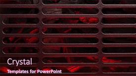  Presentation with hot metal - Cool new PPT layouts with metal-barbecue-grill-over-hot backdrop and a wine colored foreground