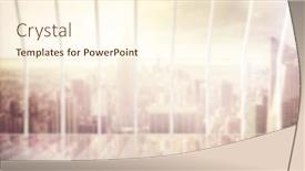  Presentation with modern building - Presentation theme featuring metal-bars-on-glass-window background and a cream colored foreground