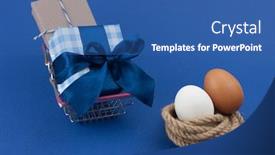  Presentation with easter basket - Presentation featuring metal-basket-full-of-present background and a ocean colored foreground