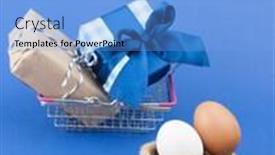  Presentation with easter basket - Beautiful presentation theme featuring metal-basket-full-of-present backdrop and a light blue colored foreground