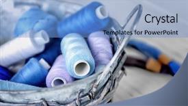  Presentation with sewing - Presentation theme consisting of metal basket with color sewing background and a light blue colored foreground