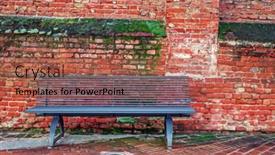 Presentation with red brick wall - Presentation featuring metal-bench-on-sidewalk-against background and a coral colored foreground