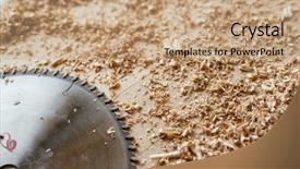  Presentation with blade - Beautiful slide deck featuring metal blade of circular backdrop and a coral colored foreground