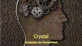  Presentation with invention - PPT layouts consisting of metal brain gears and cogs background and a tawny brown colored foreground