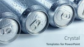  Presentation with beer - Beautiful slide set featuring metal cans of beer isolated on white backdrop and a sky blue colored foreground