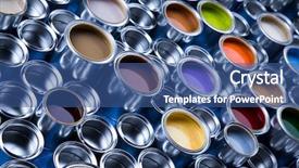  Presentation with energy drinks in metal cans - Colorful PPT theme enhanced with metal cans with color paint backdrop and a  colored foreground