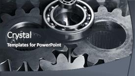  Presentation with blue metallic - Audience pleasing slides consisting of metal casting - gears and bearings seen backdrop and a dark gray colored foreground