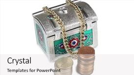  Presentation with white gold - Presentation with metal chest and gold coins background and a  colored foreground