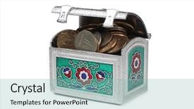  Presentation with white gold - Presentation enhanced with metal chest and gold coins background and a seafoam green colored foreground