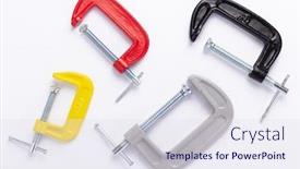  Presentation with metal - PPT layouts with metal-clamp-or-c-clamp background and a sky blue colored foreground