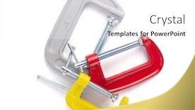  Presentation with metal - Audience pleasing PPT layouts consisting of metal-clamp-or-c-clamp backdrop and a white colored foreground