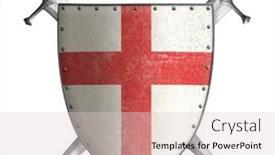  Presentation with classical - Beautiful PPT layouts featuring metal-classical-shield-with-red backdrop and a lemonade colored foreground