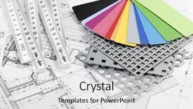  Presentation with plastics - Presentation design with blank white parked semi trailer front view background and a light gray colored foreground.