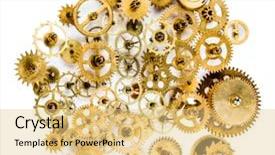  Presentation with mechanism - Cool new PPT theme with metal cog - close up old mechanism backdrop and a lemonade colored foreground