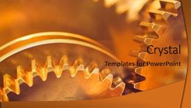  Presentation with gear wheels - PPT layouts having metal cog - golden gear wheels close-up background and a gold colored foreground