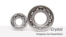  Presentation with ball bearing on a white - Amazing slides having metal cog - two ball-bearings isolated on white backdrop and a light gray colored foreground