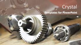  Presentation with gear box - Colorful slide deck enhanced with metal-cog-wheel-gears-near backdrop and a violet colored foreground