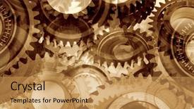  Presentation with metal - Slide deck having metal cog wheels bonding together background and a  colored foreground