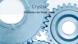  Presentation with metal - Presentation design enhanced with metal-cog-wheels-bonding-together background and a light blue colored foreground