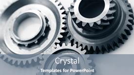  Presentation with metal - Presentation theme enhanced with metal-cog-wheels-bonding-together background and a seafoam green colored foreground