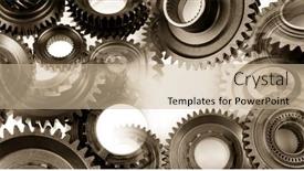  Presentation with metal - Slide deck enhanced with metal-cog-wheels-bonding-together and a soft green colored foreground