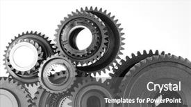  Presentation with chemical bonding - PPT theme having metal cog wheels bonding together background and a dark gray colored foreground