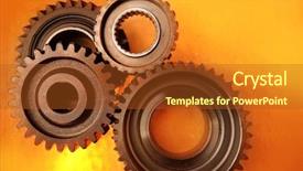  Presentation with chemical bonding - Colorful theme enhanced with metal cog wheels bonding together backdrop and a red colored foreground