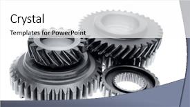  Presentation with plain - Slide deck consisting of metal cogs on plain background background and a  colored foreground