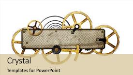  Presentation with steampunk - PPT layouts with metal collage of clockwork gear background and a soft green colored foreground