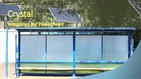  Presentation with constructions - PPT theme enhanced with metal constructions near bus background and a tawny brown colored foreground