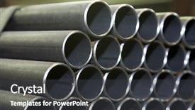  Presentation with metal corrosion - Colorful PPT theme enhanced with metal corrosion - stack of steel pipes backdrop and a dark gray colored foreground
