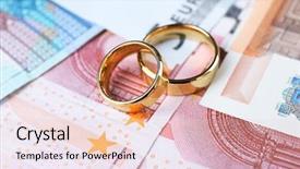  Presentation with golden wedding - Beautiful slides featuring metal cost - golden wedding rings on euro backdrop and a lemonade colored foreground