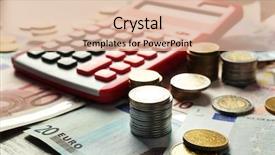  Presentation with calculator - Audience pleasing theme consisting of metal cost - money concept red calculator backdrop and a coral colored foreground