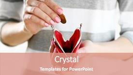  Presentation with euro - Cool new slides with metal cost - young woman getting euro coin backdrop and a coral colored foreground