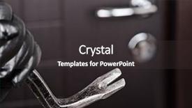  Presentation with security door lock - Colorful PPT theme enhanced with metal crowbar break opening home backdrop and a dark gray colored foreground