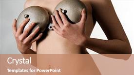  Presentation with metal - Audience pleasing PPT theme consisting of metal cups next to breast backdrop and a  colored foreground