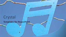  Presentation with symbol - Presentation theme having metal-cutout-of-musical-symbol background and a light blue colored foreground