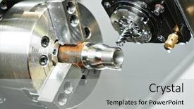  Presentation with milling machine - Audience pleasing presentation theme consisting of metal cutting machine tool backdrop and a light gray colored foreground