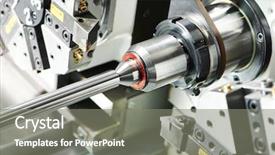  Presentation with factory machine - PPT layouts enhanced with metal cutting machine tool background and a gray colored foreground