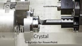  Presentation with cnc machine tool - Beautiful presentation design featuring metal cutting machine tool backdrop and a light gray colored foreground