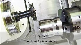  Presentation with lathe - Slide set consisting of metal detail on lathe machine background and a light gray colored foreground