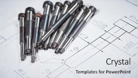  Presentation with buildings engineering construction engineers - Colorful theme enhanced with axle shafts - engineering and metalworking industry metal backdrop and a white colored foreground