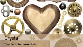  Presentation with vintage clock - Audience pleasing PPT layouts consisting of metal details textures clock gear backdrop and a coral colored foreground