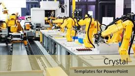  Presentation with artificial intelligence - Presentation featuring metal detection - artificial intelligence equipment in modern background and a yellow colored foreground