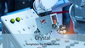  Presentation with industrial machine - PPT layouts with metal detection - artificial intelligence machine at industrial background and a light blue colored foreground