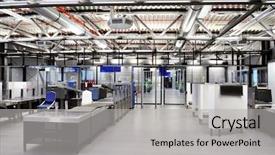  Presentation with detector - Cool new PPT layouts with thoughtful attractive student woman biting pencil isolated on white backdrop and a light blue colored foreground