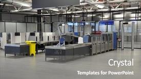  Presentation with airport security - Amazing presentation theme having metal detector - airport security backdrop and a gray colored foreground