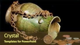  Presentation with metal detector - Beautiful presentation theme featuring metal detector - ancient jug with coins backdrop and a tawny brown colored foreground