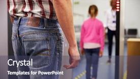  Presentation with detector - Slides enhanced with metal detector - passenger passing through security check background and a tawny brown colored foreground