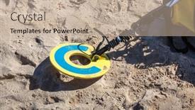  Presentation with metal detector - Amazing slide set having metal-detector-on-the-sandy backdrop and a mint green colored foreground